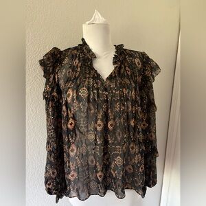 Ulla Johnson 100% silk Ada Puff sleeve blouse size 4